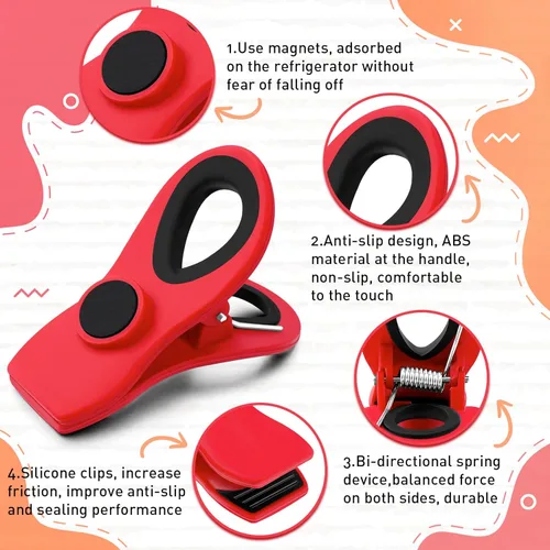 Miniatura 2 de FINDMAG Clips Magnéticos para Bolsas, Paquete de 12 Clips para Bolsas con Sello Hermético para Alimentos, Clip Magnético para Luces de Navidad