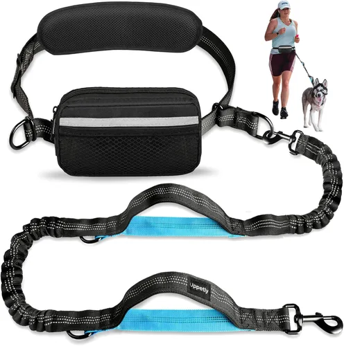Miniatura 9 de Uppetly Correa de correr para perros manos libres con cinturón de cintura, cuerda elástica de doble asa retráctil para perros pequeños y medianos