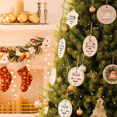 Miniatura 6 de Bemaystar Adornos de Navidad personalizados con foto 2025 – Adornos de Navidad personalizados con imagen y texto, decoración personalizada de árbol