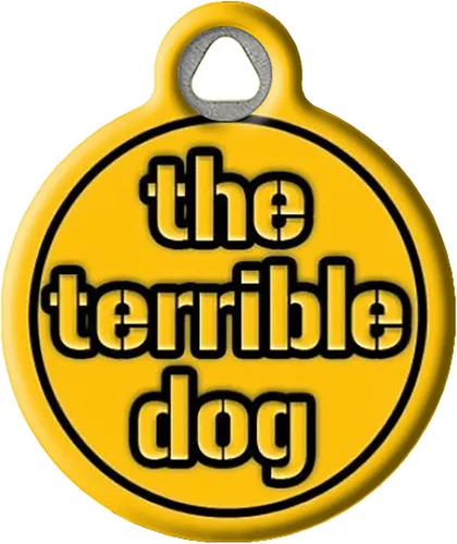 The Terrible Dog Sports - Etiqueta de identificación de mascotas con temática deportiva para perros, etiqueta de identificación silenciosa de acero