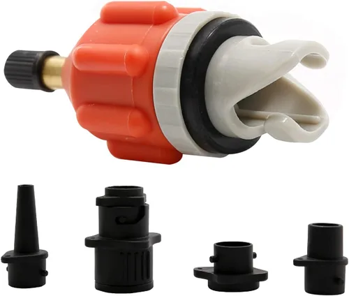 Adaptador de bomba SUP, bomba de aire inflable para barco, kit de adaptador de válvula de aire, boquilla de aire, cabezal de conversión Naranja