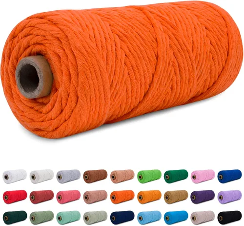Miniatura 41 de CAMAL Cordón de macramé de 0.157 in x 109 yardas (328.1 ft), cuerda de algodón de color para tejer, manualidades, colgar en la pared, proyectos