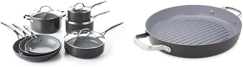 GreenPan Valencia Pro - Juego de utensilios de cocina de cerámica antiadherente 100% libre de toxinas, aptos para lavavajillas y horno, 11 piezas,