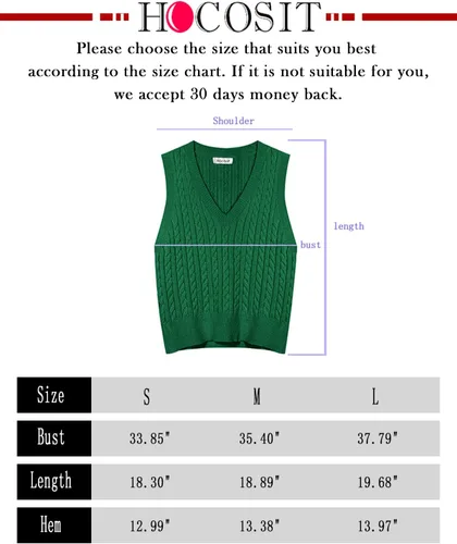 Miniatura 6 de HOCOSIT Chaleco de punto con cuello en V para mujer, estilo preppy a cuadros, sin mangas, suéter corto