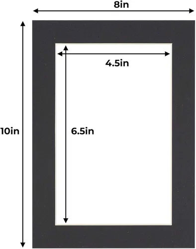 Miniatura 2 de Tapete de 5 x 7 pulgadas para marco de 8 x 10 pulgadas, tablero precortado sin ácidos, negro mate de 5 x 7 pulgadas, hecho para adaptarse a un marco