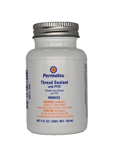 Permatex 80632 Sellador de roscas con PTFE, 4 onzas, blanco