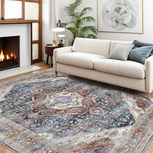 Miniatura 60 de Alfombras de área de 5 x 8 pies para dormitorio, alfombra lavable de 5 x 8, alfombra vintage grande, antideslizante, alfombra bohemia para sala