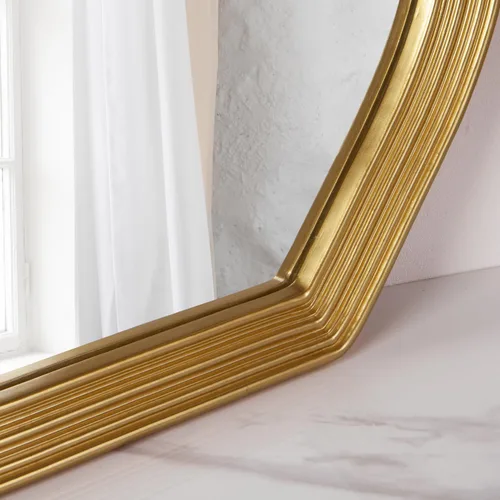 Miniatura 3 de SHYFOY Espejo de pared dorado antiguo, espejo decorativo asimétrico para decoración de pared, espejos ornamentados grandes irregulares para sala