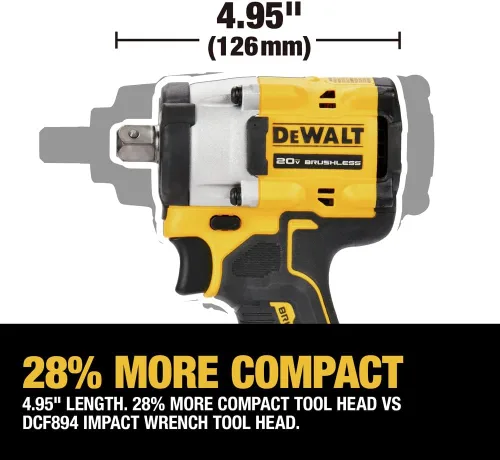 Miniatura 7 de DEWALT ATOMIC 20V MAX* 1/2 pulg. Llave de impacto inalámbrica con yunque con pasador de retención (solo herramienta) (DCF922B)
