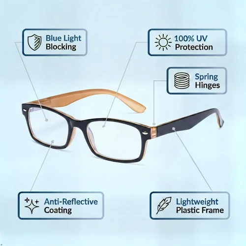 Miniatura 3 de CessBlu - Lentes con filtro de luz azul que reducen la vista cansada al leer, anti rayos azules, protección UV, lentes de lectura para computadora