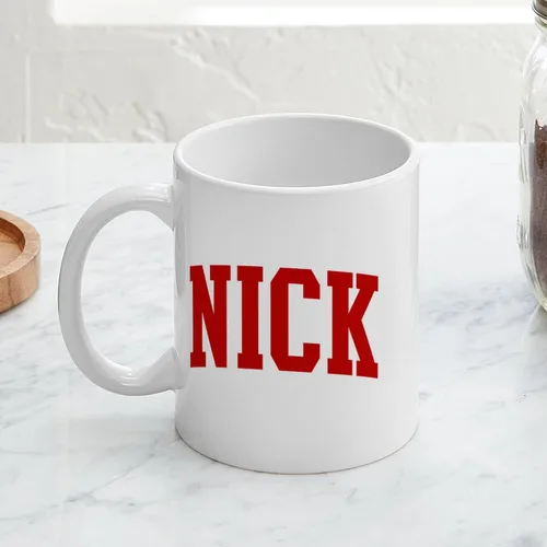 Miniatura 3 de CafePress NICK (rojo) Taza de café de cerámica de 11 oz (11.0 fl oz)