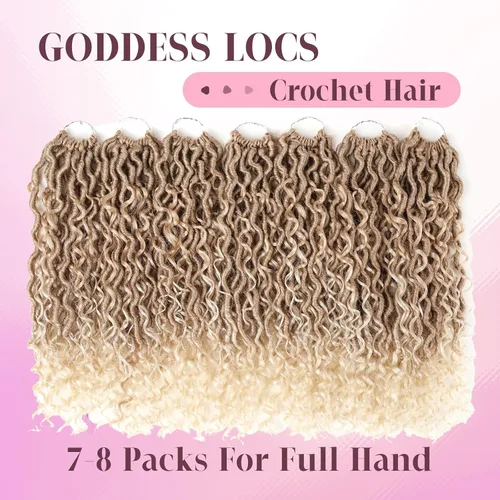 Miniatura 6 de Aipin Goddess Locs - Cabello de ganchillo de 14 pulgadas, estilo locs de río bohemio, hippie, ondulado, con cabello rizado en medio y puntas