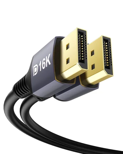 Miniatura 8 de Stouchi Cable DisplayPort 2.1 de 6.5 pies, cable DP 80Gbps [16K@60Hz, 8K@120Hz, 4K@240Hz, 1080P@360Hz] HDR, HDCP, DSC 1.2a, FreeSync G-Sync, cable