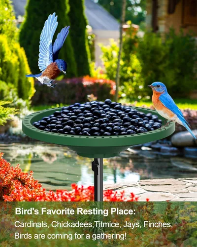 Miniatura 2 de Baños para pájaros para exteriores resistentes, 38.5 pulgadas desmontables para el jardín, cuenco de baño de pájaros spa y comedero de pájaros
