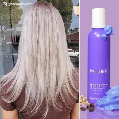 Miniatura 8 de Pallure Acondicionador de espuma tonificante para el cabello rubio brillante, reduce el cobrizo y los tonos amarillos, para cabello rubio, plateado