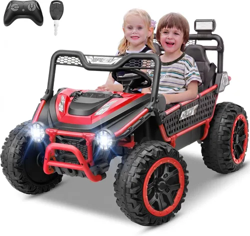 Miniatura 9 de Hikole Juguetes de paseo de 2 plazas de 24 V para niños grandes, camión eléctrico UTV con control remoto, asiento XXXL de 22 pulgadas, ruedas