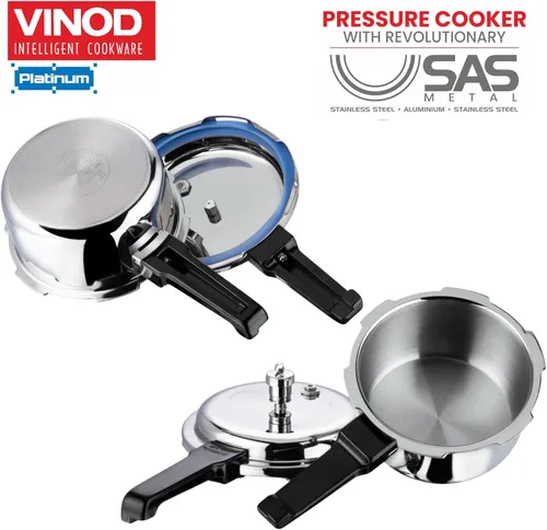 Miniatura 9 de Vinod Platinum Olla a presión de acero inoxidable triple con tapa exterior - 5 litros Cocinador de fondo SAS Cocinador de base de inducción
