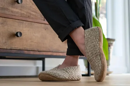 Miniatura 3 de Kyrgies Pantuflas de lana tejida, Beige Bronceado