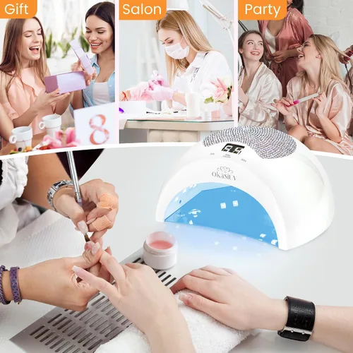 Miniatura 8 de Lámpara de uñas LED UV recargable con diseño de diamante y control táctil, 3 ajustes de temporizador, secado rápido para todos los esmaltes de gel