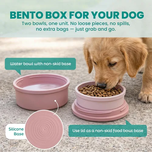 Miniatura 5 de KindTail Comedero portátil para mascotas, cuencos de viaje para perros con tapa y asa, apto para microondas y lavavajillas, cuenco interior de 10