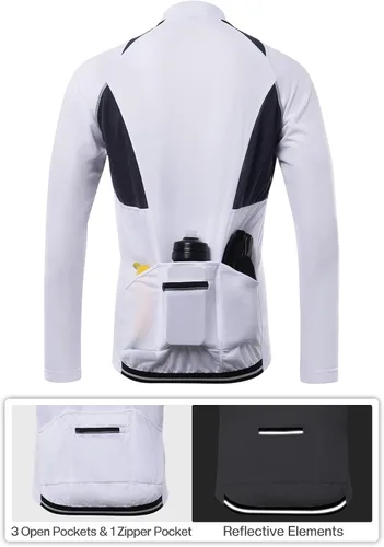 Miniatura 28 de ARSUXEO Camisetas de ciclismo de media cremallera para hombre Camisas de ciclismo de montaña de manga larga 6031