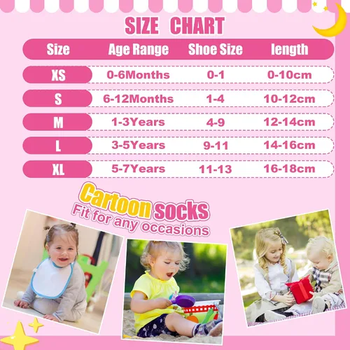 Miniatura 7 de ELUTONG - Calcetines para niños con agarre, antideslizantes, 12 pares para niños, niñas, bebés de 1 a 7 años