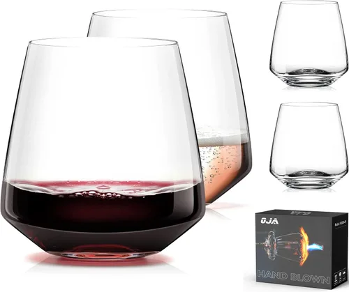 Miniatura 22 de Juego de 4 copas de vino tinto, grandes copas de cristal Burgundy sopladas a mano - ultra delgadas, ligeras para cata de vinos, 23.5 onzas, regalos