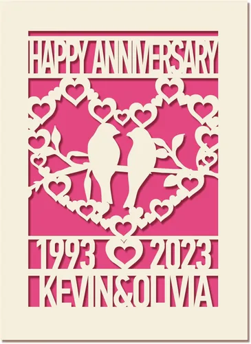 Miniatura 6 de EDSG Tarjeta de aniversario personalizada, regalo de boda, tarjetas cortadas de papel con cualquier nombre, fecha para mujeres, hombres, marido