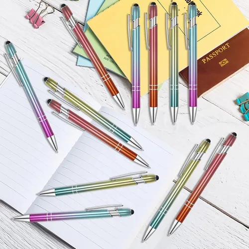 Miniatura 6 de Kingluu Hasta 500 bolígrafos personalizados a granel, bolígrafos personalizados con lápiz capacitivo, bolígrafo personalizado de tinta negra con tu
