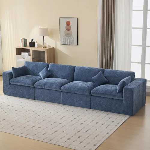 Miniatura 8 de Sofá modular sin hueso de 115 pulgadas, sofá modular modular con otomana, tapizado de gran tamaño, convertible, cómodo sofá de felpilla de 4 plazas