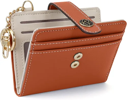 Miniatura 7 de APHISON Cartera pequeña para mujer, con bloqueo Rfid, de piel, delgada, plegable, con tarjetero y bolsillo para monedas