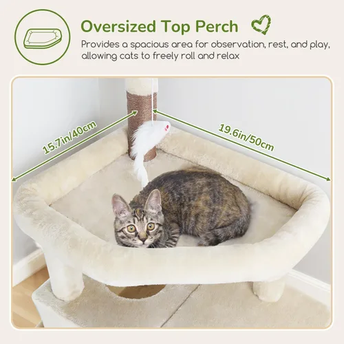 Miniatura 2 de Globlazer - Torre grande para gatos, árbol alto para gatos de interior, torre de escalada para gatos adultos grandes con 2 cuevas espaciosas