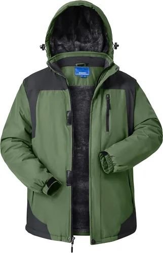 Miniatura 12 de Chaquetas de invierno para hombre, abrigos de esquí cálidos impermeables con capucha para clima frío