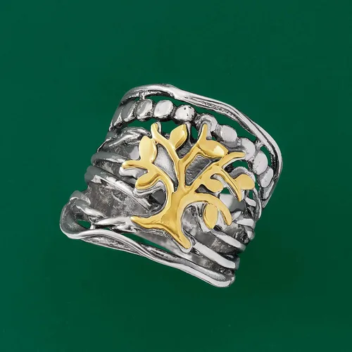 Miniatura 6 de Ross-Simons Sterling Silver and 14kt Yellow Gold Multi-Row Ring