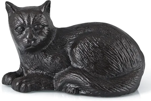 MOLIGOU Estatua de gato de hierro fundido, figura de gato, decoración del hogar, escultura de gato para estante, jardín