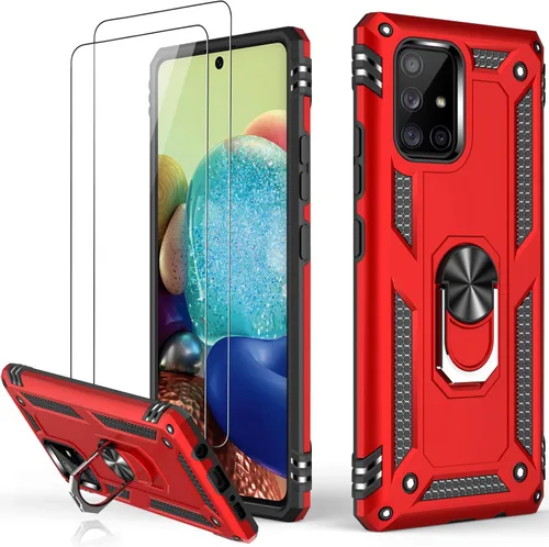 Miniatura 7 de LUMARKE Funda para Galaxy A51 4G con protector de pantalla, supera los 16 pies, probada en caídas, de grado militar, con soporte de anillo Rojo