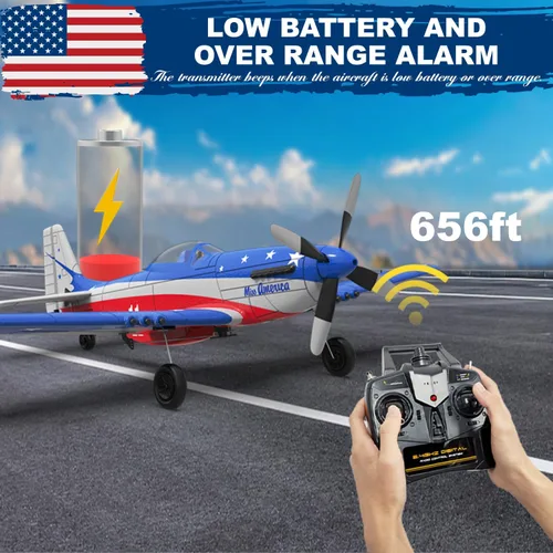 Miniatura 4 de LEAMBE Avión RC de 4 Canales con Control Remoto con 3 Modos - Avión RC P51 Listo para Volar Mejorado para Principiantes Adultos con Sistema