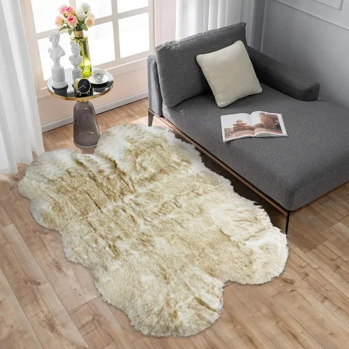 Miniatura 38 de Carvapet Funda de Silla de Piel de Oveja Sintética Suave de Lujo Cojín de Asiento Alfombras de Área de Piel Sintética Suave para Dormitorio, 2 pies