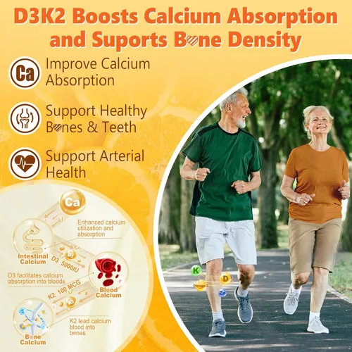 Miniatura 4 de Vitamina D3 K2 Gomitas 5000UI / 10,000 IU con Omega-3 250mg + K2(MK-7) 100mcg - 5 veces la absorción que la D3K2 estándar, con vitamina C, zinc y 5