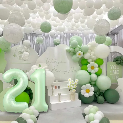 Miniatura 4 de 1 globo de aluminio verde claro de 40 pulgadas, globos gigantes de helio número 1 para niños y niñas, decoraciones de primer cumpleaños, baby