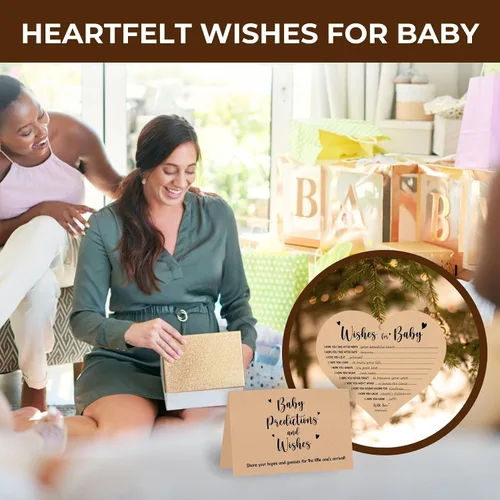 Miniatura 5 de WOODAMORE Tarjetas de Predicción para Bebé para Decoraciones de Baby Shower - Tarjetas Rústicas de Predicciones de Bebé y Consejos, Tarjetas
