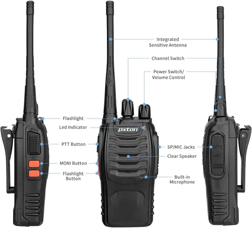 Miniatura 4 de pxton Walkie talkies para adultos de largo alcance con auricular mejorado, radios walkie talkies recargables portátiles de dos vías con cargador