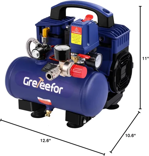Miniatura 8 de Compresor de aire, 1 galón ultra silencioso portátil 60 dB, llenado rápido de 13 segundos, compacto de 1 galón, sin aceite para inflar neumáticos