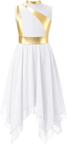 Miniatura 149 de CHICTRY Vestido de baile lírico sin mangas asimétrico para niñas, disfraz de adoración litúrgica contemporánea