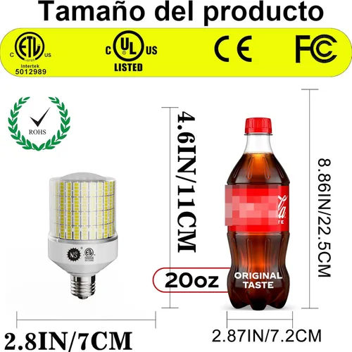Miniatura 3 de NS Bombillas de maíz equivalentes a 700 W de 10500 lm (1 juego) - 90% de ahorro de energía, IP65 impermeable, E26/E39, 70 W 3000 K cálidas, luces