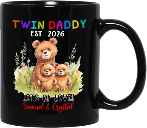 Miniatura 23 de Baby Coming Soon - Taza de café negra de 11 onzas y 15 onzas, taza de café personalizada para papá con nombre, taza de café de cerámica con anuncio