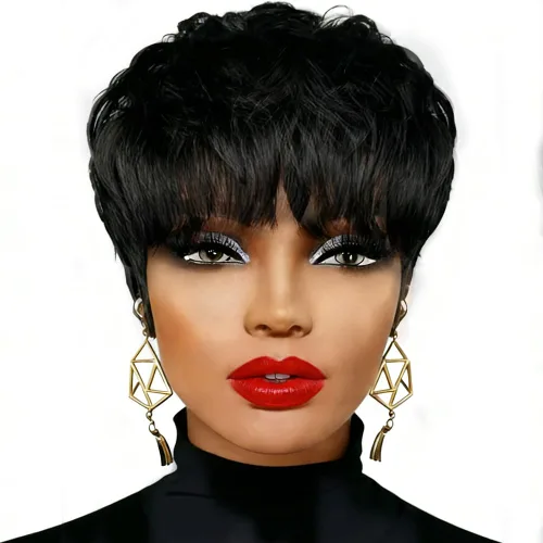 Miniatura 10 de Pelucas rubias 613 de corte Pixie para mujeres negras, cabello sintético rubio rizado en capas con flequillo, pelucas de corte corto para mujeres