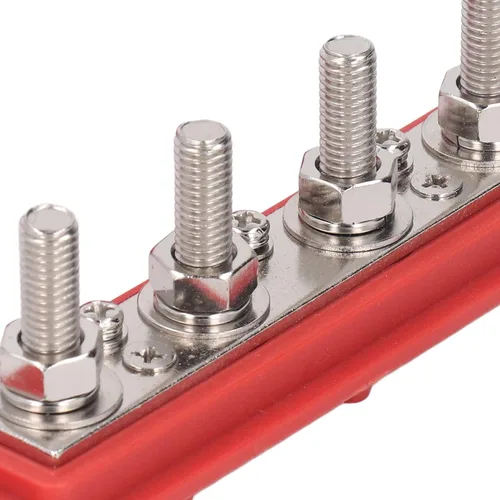 Miniatura 9 de 2 unids M8 250A Tornillo Terminal Bus Bar Distribución de Energía Bloque ABS Aleación de Zinc DC 48V 4 Terminal Automotriz