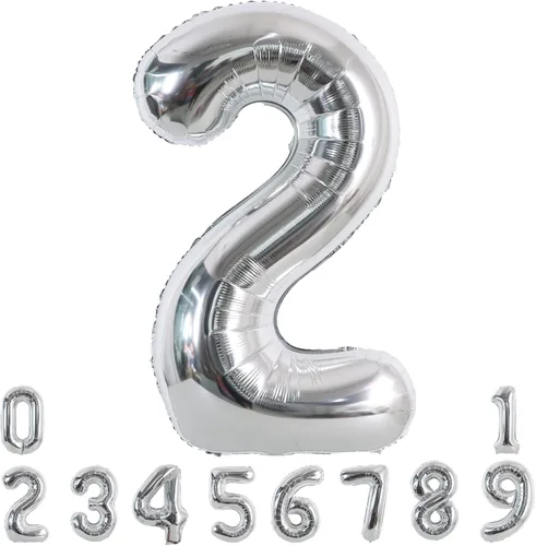 Miniatura 12 de TONIFUL Globos plateados de 40 pulgadas con números grandes del 0 al 9, número 8, globos digitales de aluminio de helio Mylar con números grandes
