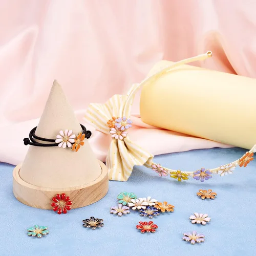 Miniatura 4 de Craftdady Cuentas de flores de resina, 72 piezas de cabujones de flores kawaii con parte trasera plana, 2 estilos, sin agujero, cuentas de rosas